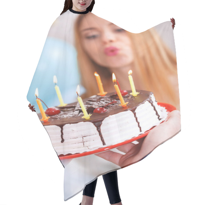 Personality  Happy Girl And Her Birthday Cake Hair Cutting Cape