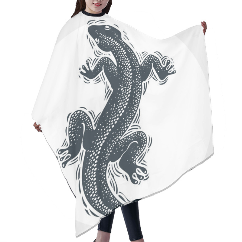 Personality  Drawn Lizard Silhouette Hair Cutting Cape