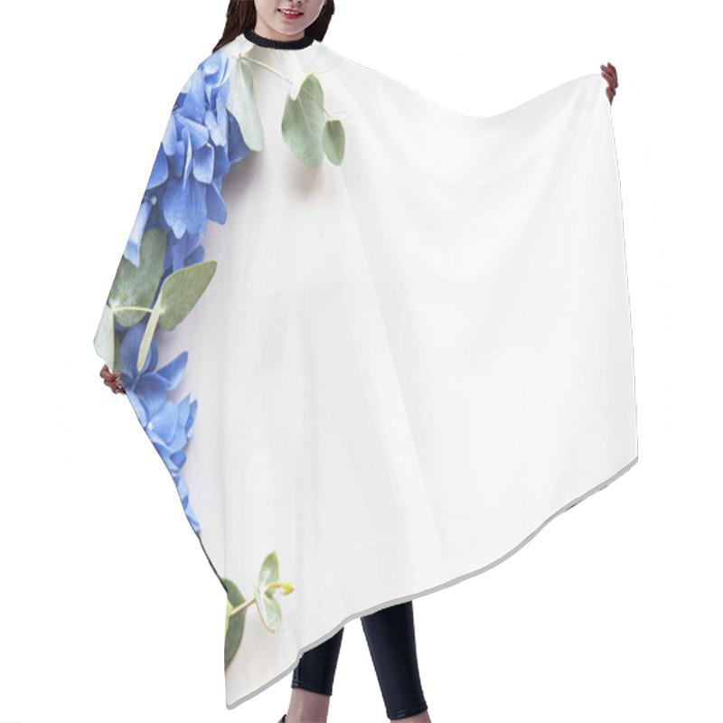 Personality  Blue Hydrangea Flowers Hair Cutting Cape