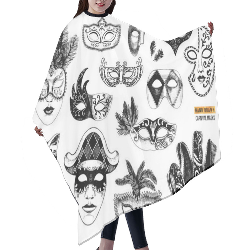 Personality  Hand Drawn Venetian Carnival Masks Collection Hair Cutting Cape