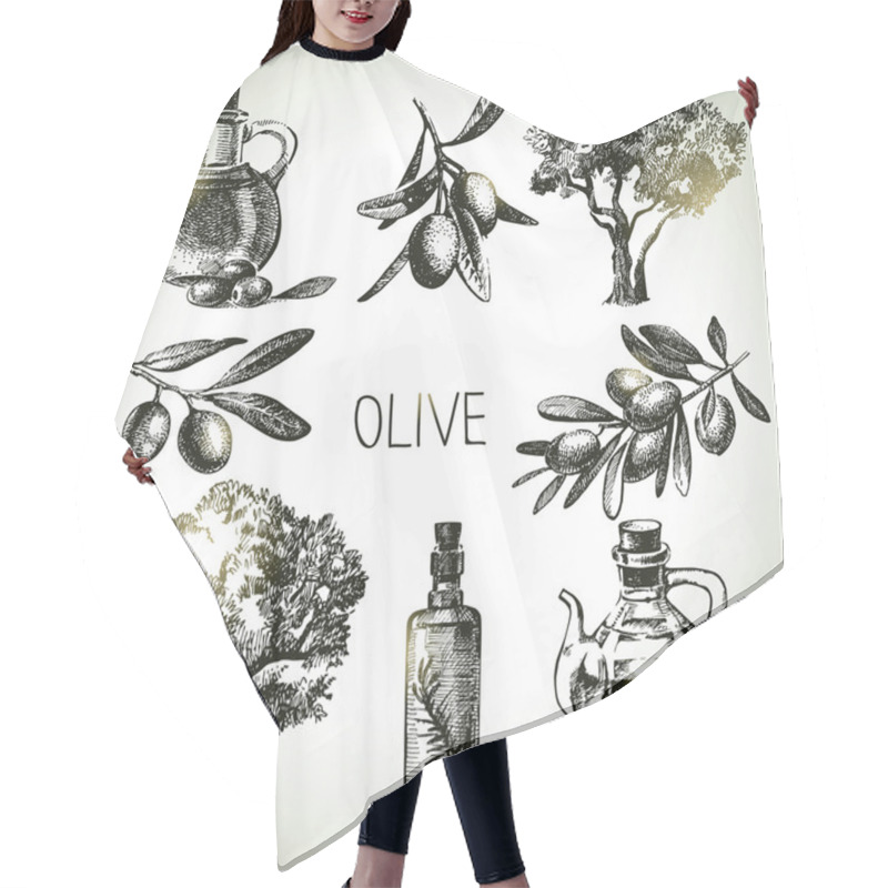 Personality  Hand Drawn Olive Set Hair Cutting Cape