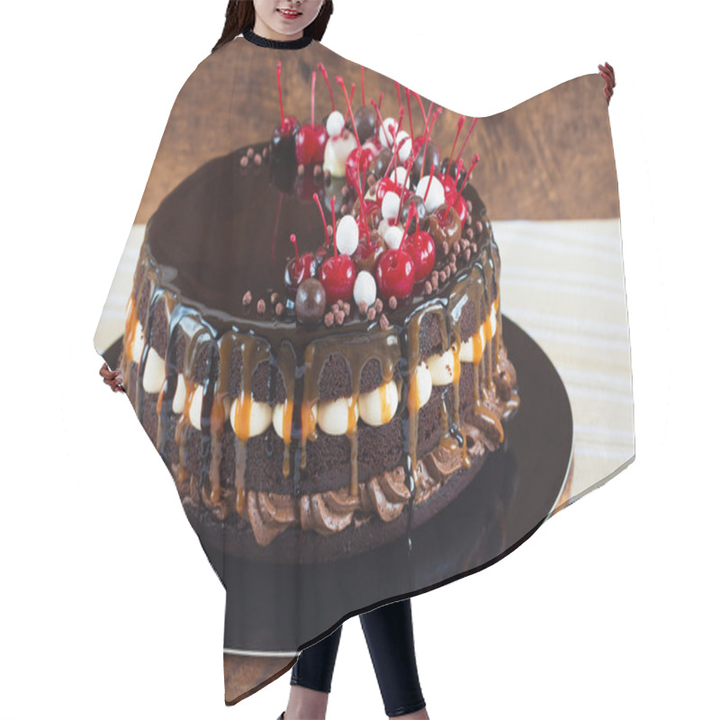 Personality  Layered Chocolate Cake With Cherries Hair Cutting Cape