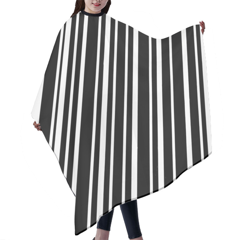 Personality  Vertical Black Lines As If They Were A Barcode As A Background. Hair Cutting Cape