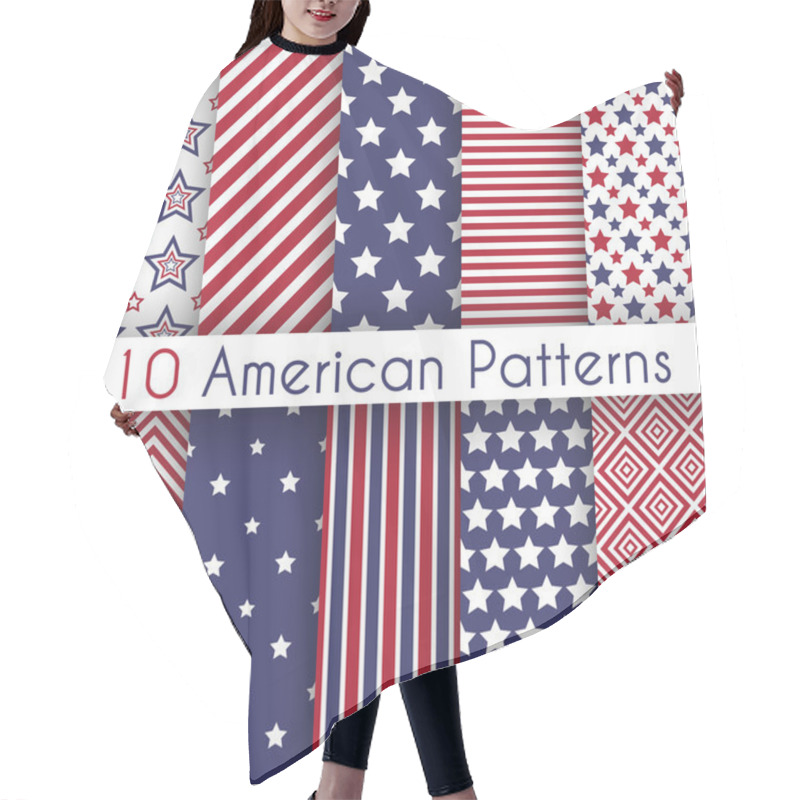 Personality  Patriotic Red, White And Blue Geometric Seamless Patterns Hair Cutting Cape