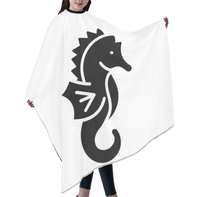 Personality  Customizable Vector Of Seahorse In Trendy Style, Hippocampus Marine Fish Icon Hair Cutting Cape