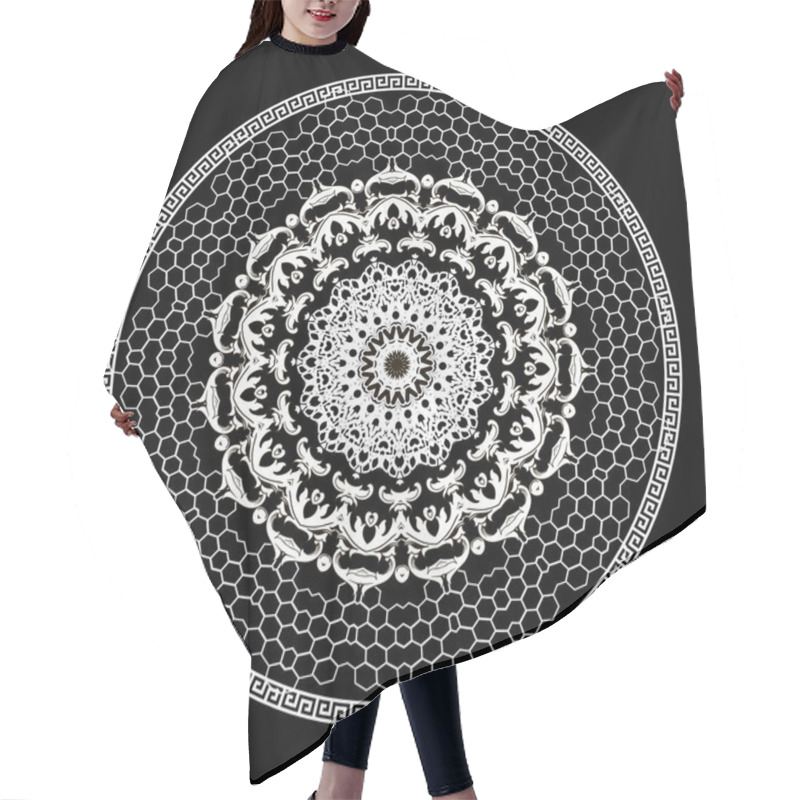 Personality  Baroque Vector Round Lace Mandala Pattern. Ornamental Floral Gre Hair Cutting Cape