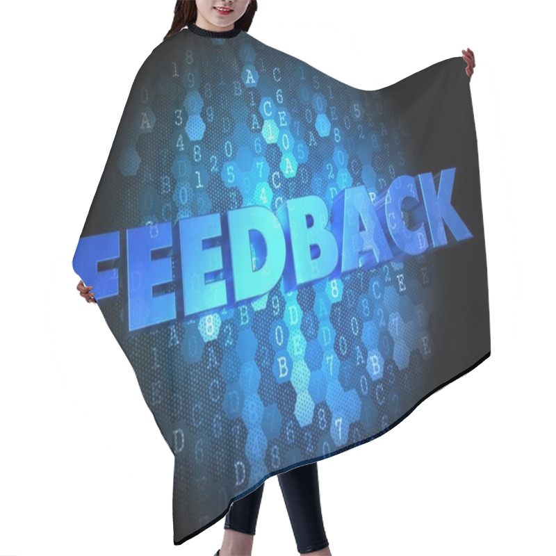 Personality  Feedback On Dark Digital Background. Hair Cutting Cape