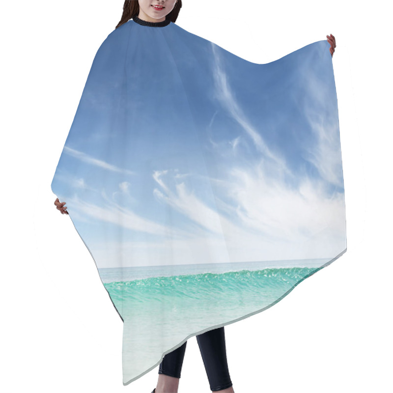 Personality  Summer Tropical Sea With Waves And Blue Sky With Clouds. Perfect Vacation Landscape Hair Cutting Cape