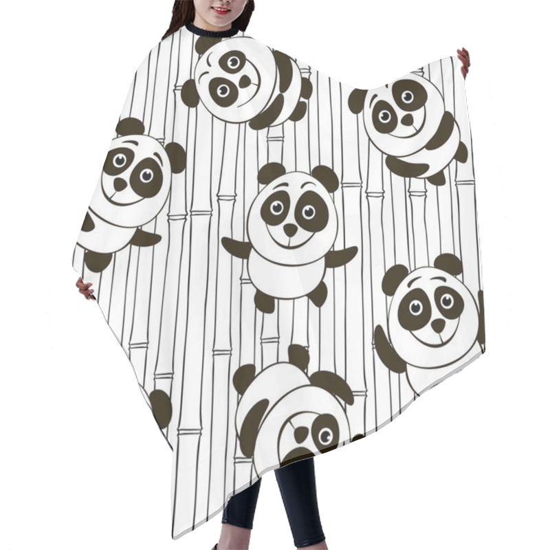 Personality  Seamless Pattern With Pandas Hair Cutting Cape