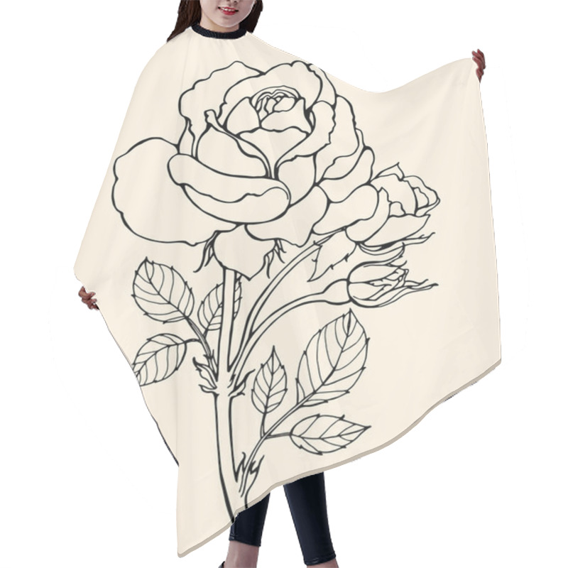 Personality  Rose Isolated. Vector. Hand Drawn Artwork Hair Cutting Cape