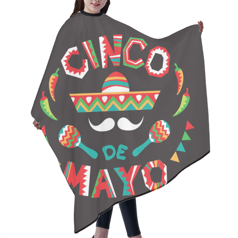 Personality  Mexican National Characters: Mustache, Sombrero,chilli Pepper And Maracas. Cinco De Mayo Symbols. Vector Illustration. Design Elements For Holiday Poster, Flyer, Leaflet, Booklet. Hair Cutting Cape