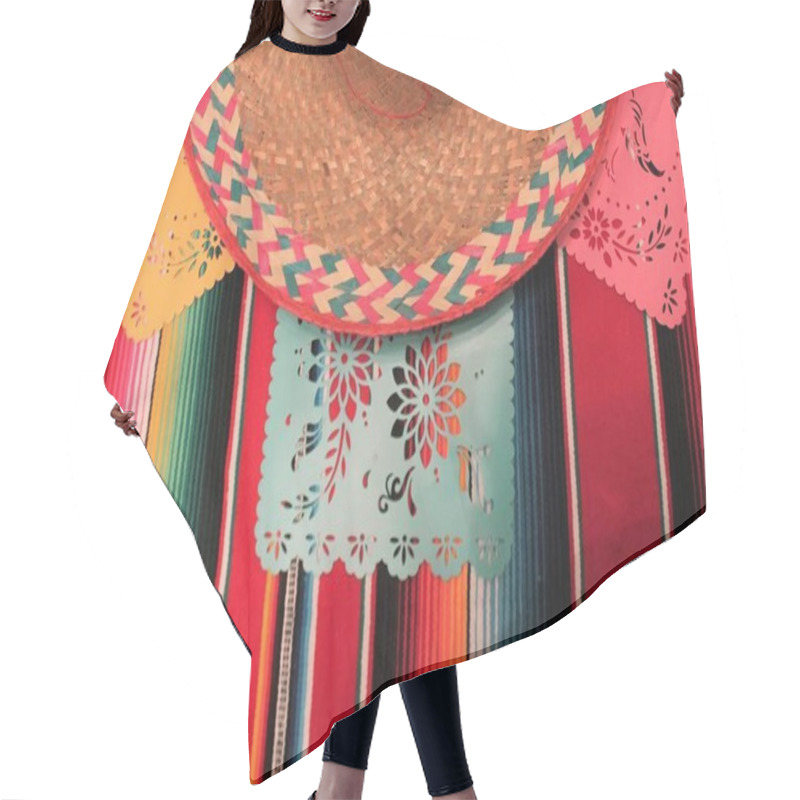 Personality  Mexico Poncho Sombrero Skull Background Fiesta Cinco De Mayo Decoration Bunting Flags Hair Cutting Cape