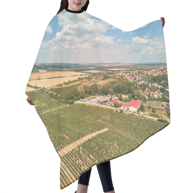 Personality  Aerial View Of Houses And Fields Against Blue Sky With Clouds, Czech Republic Hair Cutting Cape