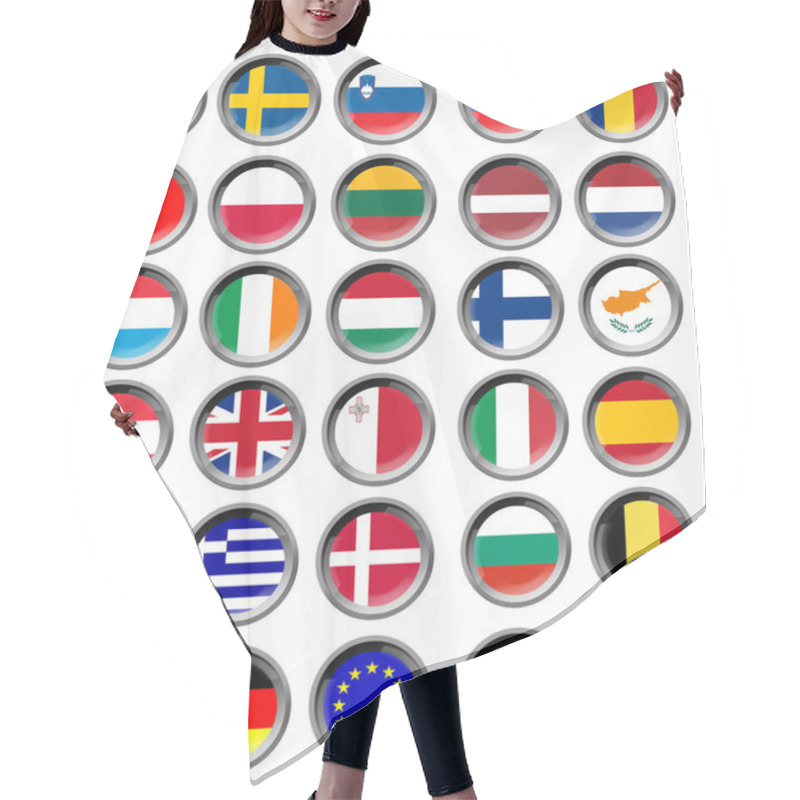 Personality  All EU Flags In Buttons Hair Cutting Cape