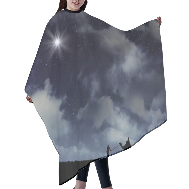 Personality  Three Wise Men Follow Star With Space Background. Hair Cutting Cape