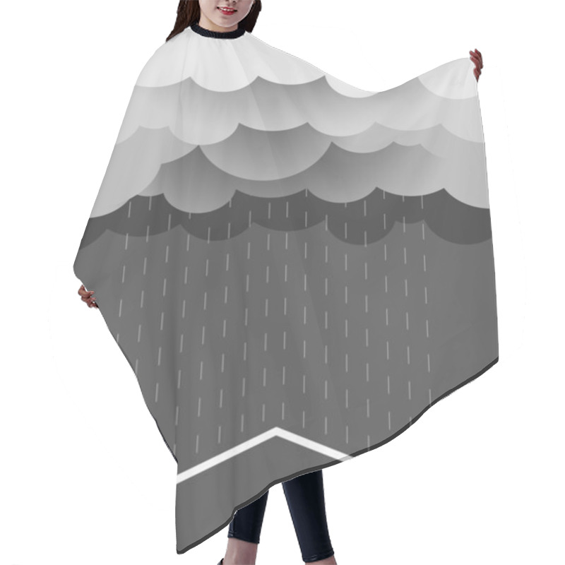 Personality  Rain.Vector Image With Dark Clouds In Wet Day Hair Cutting Cape