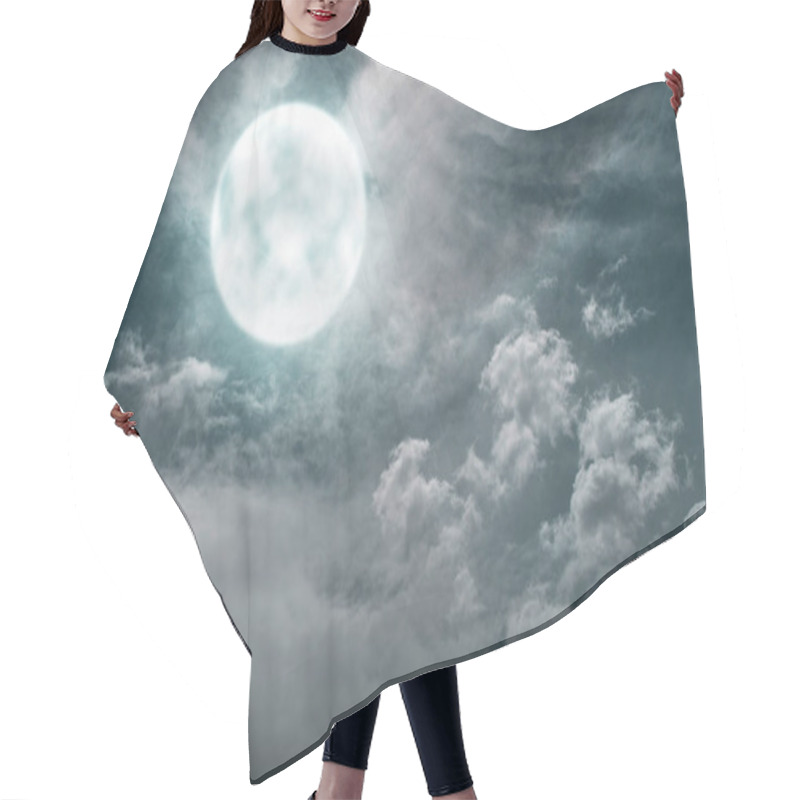 Personality  Dramatic View Of Full Moon With Dark Clouds On The Sky Hair Cutting Cape