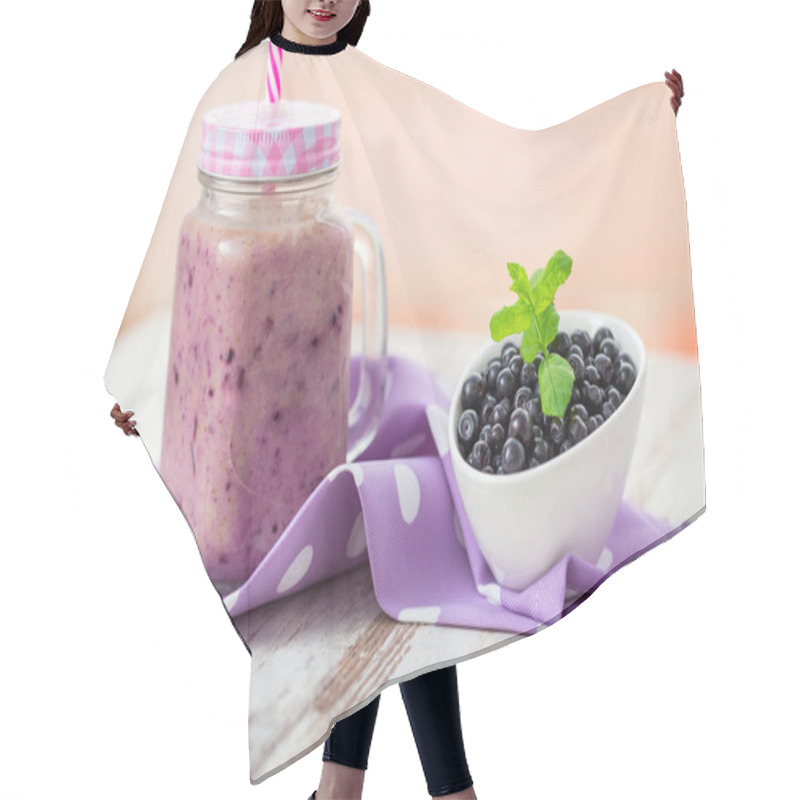 Personality  Blueberry Smoothie In A Glass Jar Hair Cutting Cape