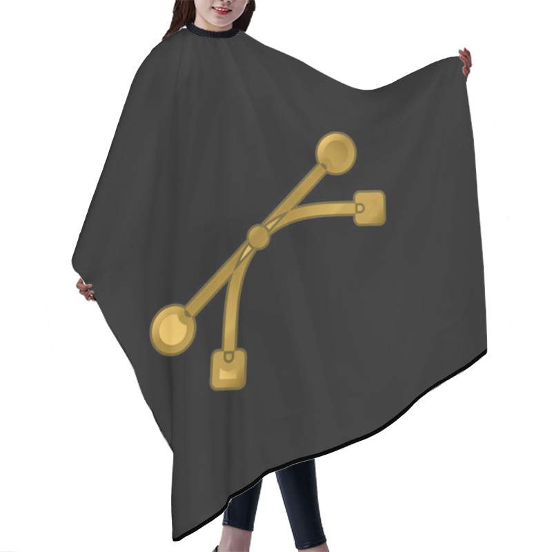 Personality  Bezier Gold Plated Metalic Icon Or Logo Vector Hair Cutting Cape