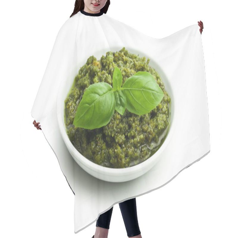 Personality  Basil Pesto In Ceramic Bowl Hair Cutting Cape