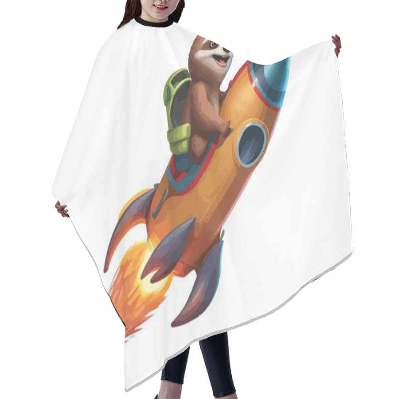 Personality  Sloth Riding A Rocket Vector Illustration Hair Cutting Cape