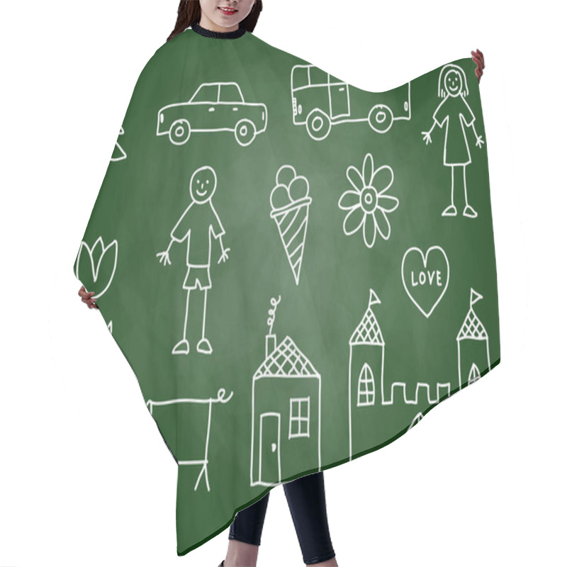 Personality  Drawings On Blackboard Hair Cutting Cape