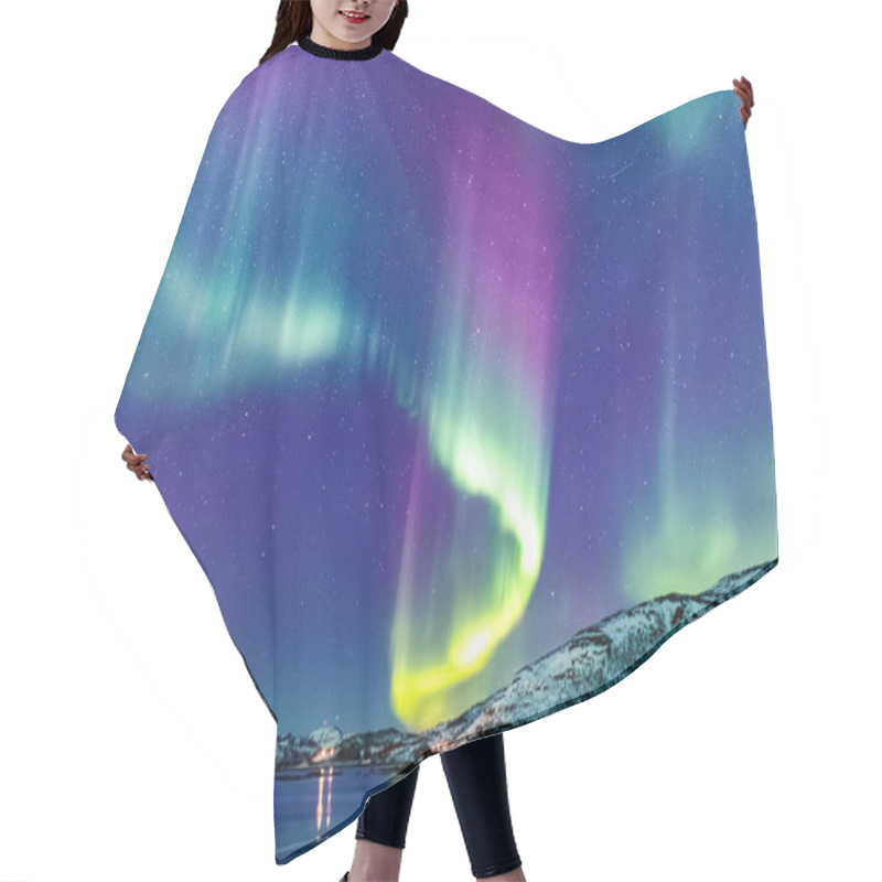 Personality  Incredible Northern Lights Aurora Borealis Activity Above The Coast In Norway Hair Cutting Cape