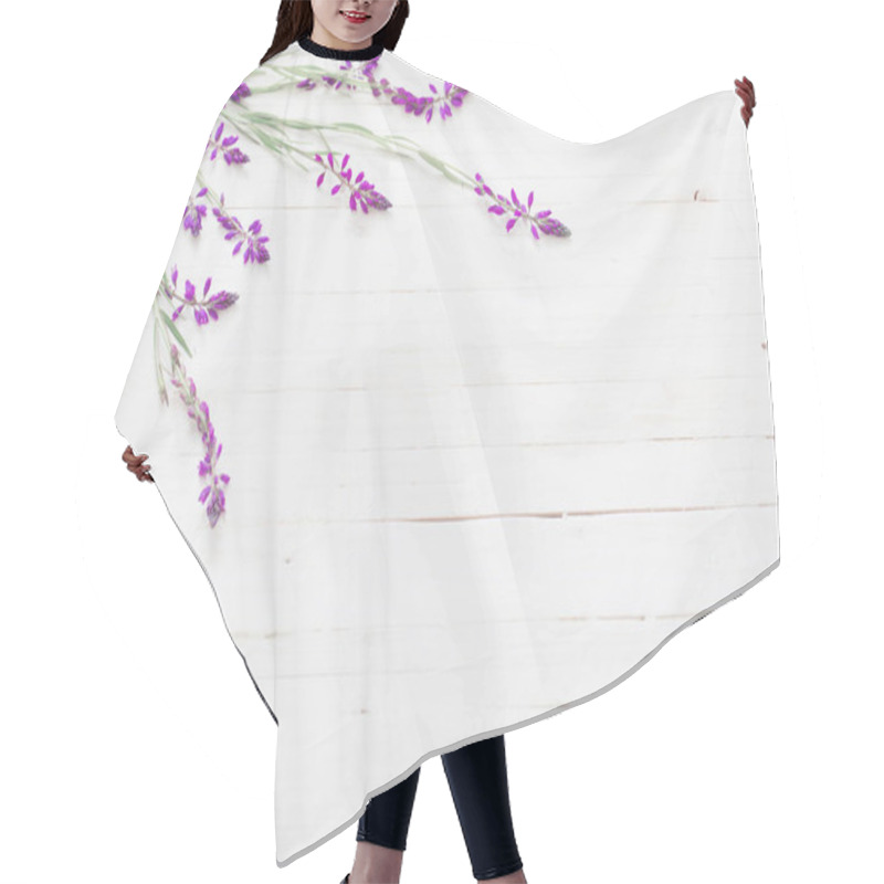 Personality  Flowers On White Wooden Background Hair Cutting Cape