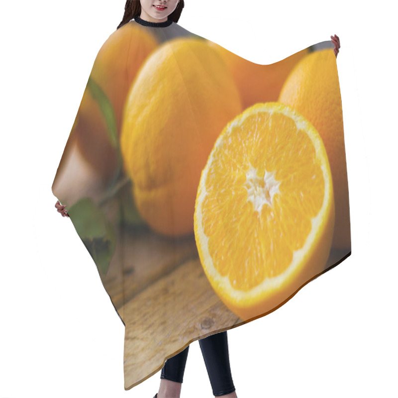 Personality  Oranges On The Wooden Table Hair Cutting Cape