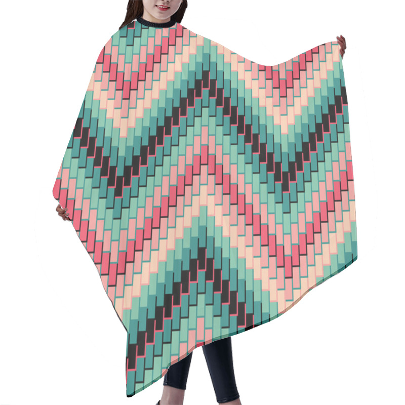 Personality  Herringbone Pattern_Pink-Green Hair Cutting Cape