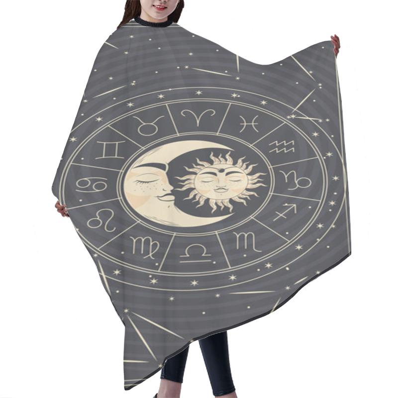 Personality  Sun And Moon In Sodiac Poster Hair Cutting Cape