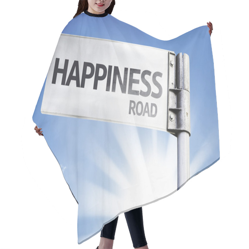 Personality  Happiness On The Road Sign Hair Cutting Cape