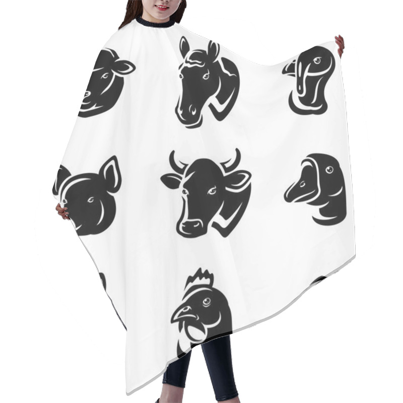 Personality  Farm Animals Set. Vector Hair Cutting Cape