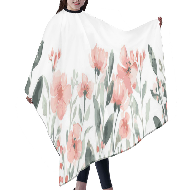 Personality  The Image Is A Captivating Display Of Floral Beauty, Featuring A Collection Of Expressive, Hand-painted Flowers In Soft Watercolor Tones, Embodying Elegance, Growth, And The Serene Beauty Of Nature. Hair Cutting Cape