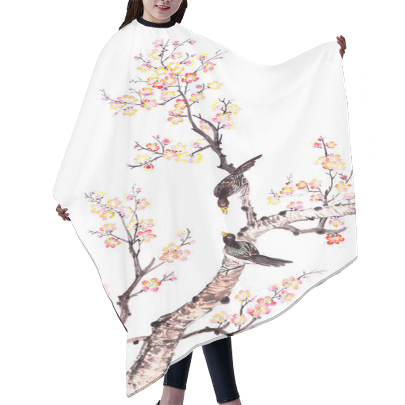 Personality  Traditional Chinese Painting Of Plum Blossom Hair Cutting Cape