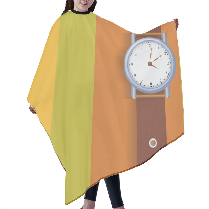 Personality  Vector Design Of Hand Watch Hair Cutting Cape