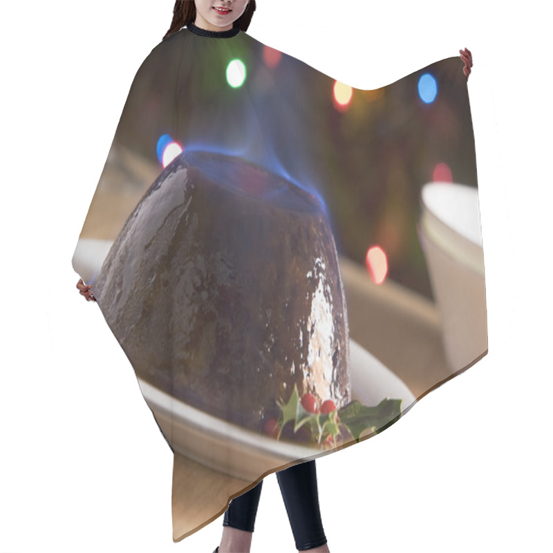 Personality  Christmas Pudding With A Brandy Flambe Hair Cutting Cape