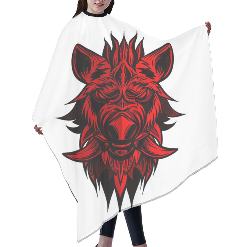 Personality  Red Head Of Boar. Pig. Swine. Symbol Of 2019. Tattoo Design. It  Hair Cutting Cape