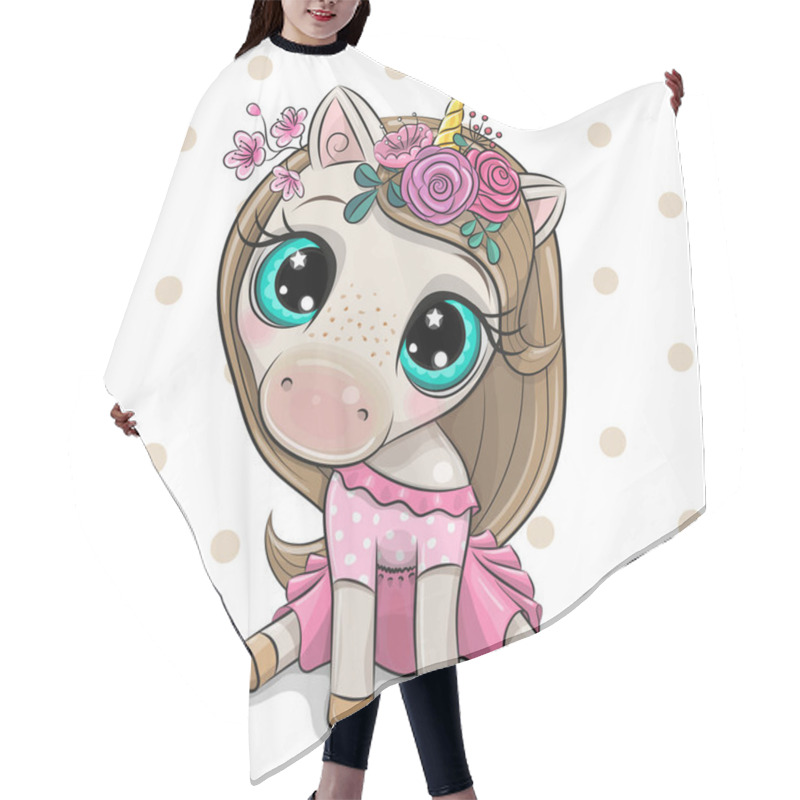 Personality  Cartoon Unicorn Girl With Flowers On A White Background Hair Cutting Cape