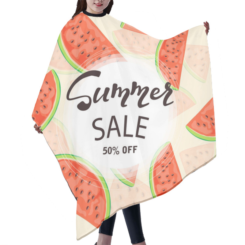 Personality  Background With Watermelon And Lettering Summer Sale Hair Cutting Cape