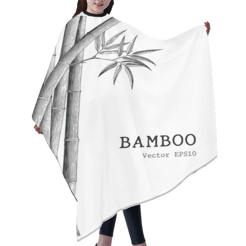 Personality  Bamboo Background Hand Drawing Engraving Style Hair Cutting Cape