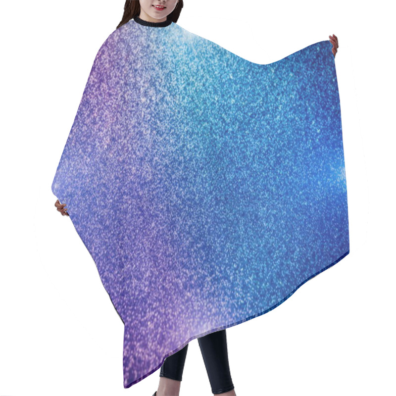 Personality  De Focused, Background Of Abstract Glitter Lights. Blue, Gold And Black. Hair Cutting Cape