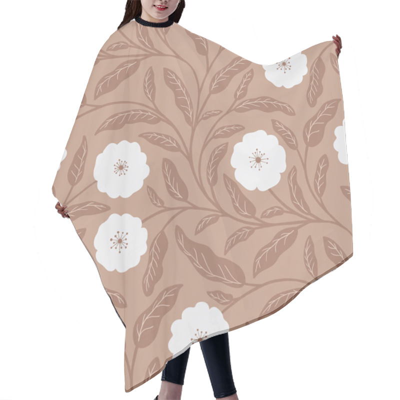 Personality  Bold Botanical Blooms On Mocha Mousse Pattern Hair Cutting Cape