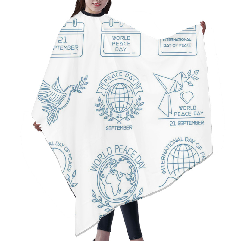 Personality  World Peace Day Line Icon Set Hair Cutting Cape