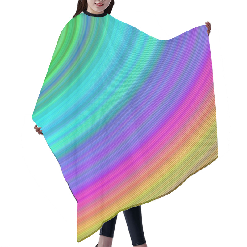 Personality  Rainbow Curved Fractal Stripes Hair Cutting Cape