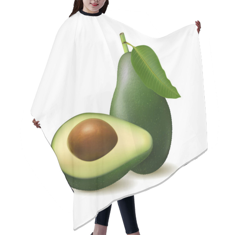 Personality  Realistic Detailed Avocado Illustration, Isolated On White Background With Halves And Whole Avocado. Vector, 3d Illustration Hair Cutting Cape