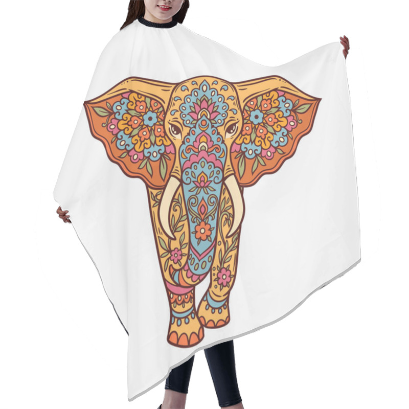 Personality  Elephant Mandala Retro. Vector Illustration. Flower Ethnic Drawing. Elephante Animal Nature In Zen Boho Style. Coloring Page, Hippie, Eastern Style Hair Cutting Cape