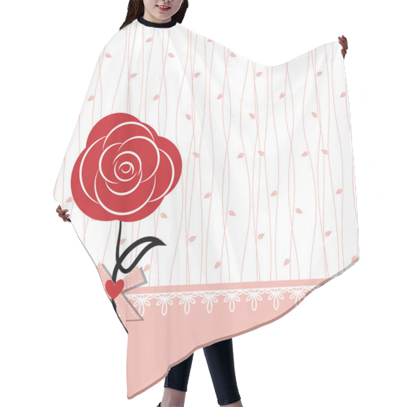 Personality  Card Design With Red Rose Hair Cutting Cape