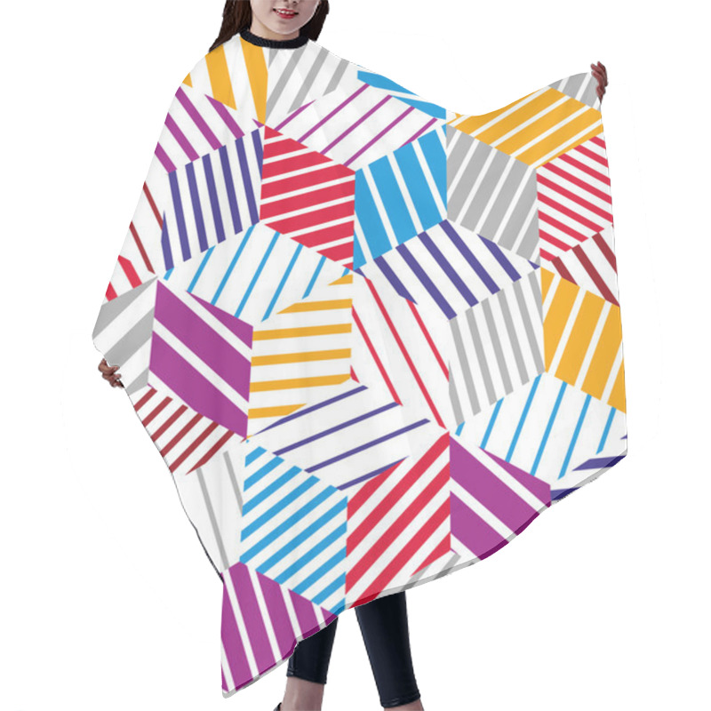 Personality  3d Cubes Seamless Pattern, Geometric Vector Background. Hair Cutting Cape