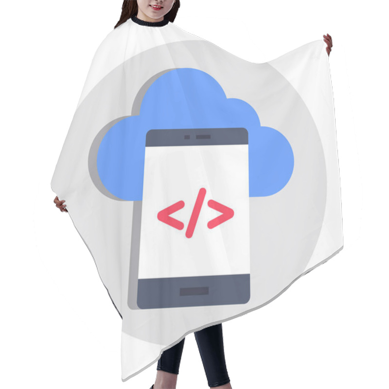 Personality  Unique Design Icon Of Mobile Coding Hair Cutting Cape